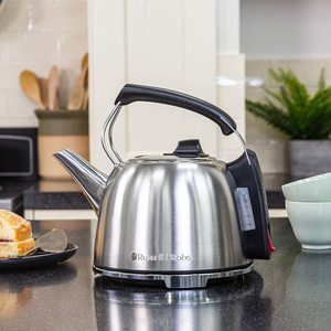 Russell Hobbs K65 Anniversary Electric Kettle on display in a kitchen.